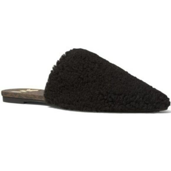 Michael Kors Renee Faux Fur Mule Slippers Black 7.5 - Picture 1 of 4
